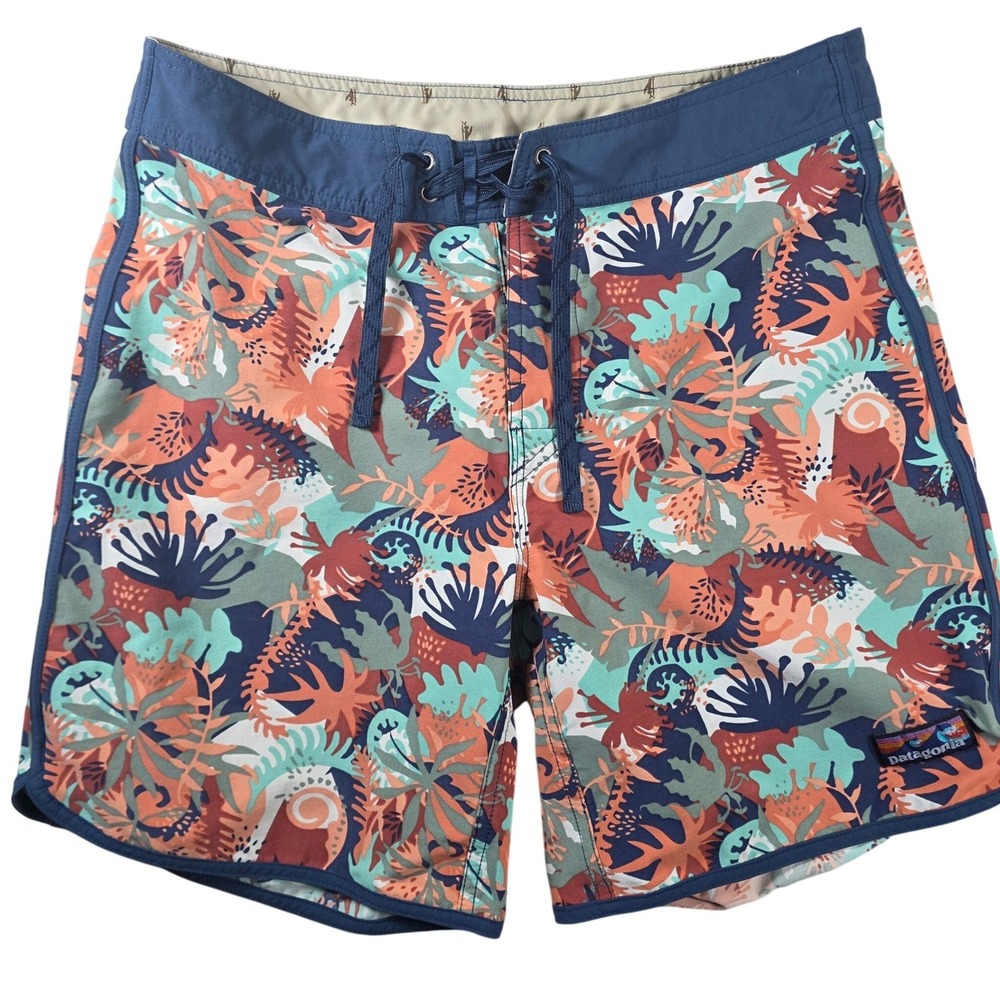 Patagonia Wavefarer Board Shorts Men 32 Multicolor Floral Tropical Swim Trunks
